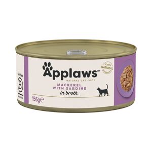Applaws Adult Cat Cans Tuna/Fish in Broth 156g - Mackerel with Sardine (6 x 156g)