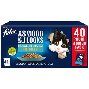 Felix As Good As It Looks Jumbo Pack 80 x 100g - Ocean Feast Selection in Jelly (2 x 40 x 100g)