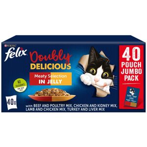 Felix As Good As It Looks - Doubly Delicious Jumbo Pack 40 x 100g - Meaty Selection in Jelly