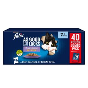 Felix Senior As Good As It Looks Jumbo Pack 80 x 100g - Mixed Selection in Jelly