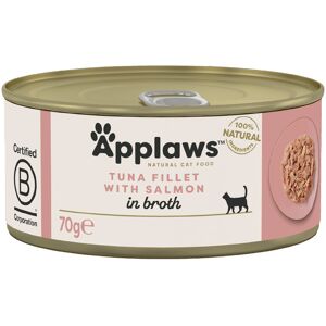 Applaws Adult Cat Cans Tuna/Fish in Broth 70g - Tuna Fillet with Salmon (6 x 70g)