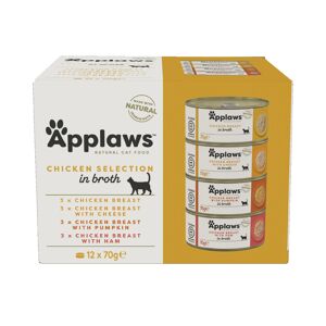 Applaws Adult Mixed Pack Cat Cans in Broth 48 x 70g - Chicken Collection in Broth
