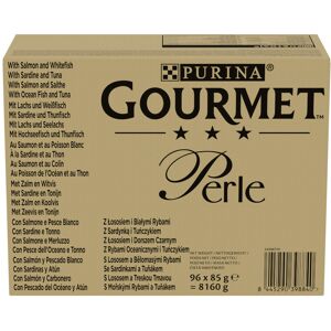 Gourmet Perle Pouches Mixed Mega Pack 96 x 85g - Seaside Duo Mini Fillets in Gravy