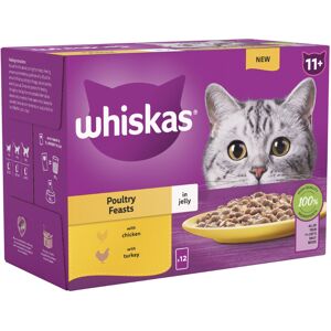 Whiskas 11+ Senior Pouches in Jelly - Saver Pack: Poultry Feasts in Jelly (96 x 85g)