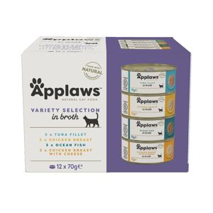 Applaws Adult Mixed Pack Cat Cans in Broth 48 x 70g - Mixed Selection in Broth