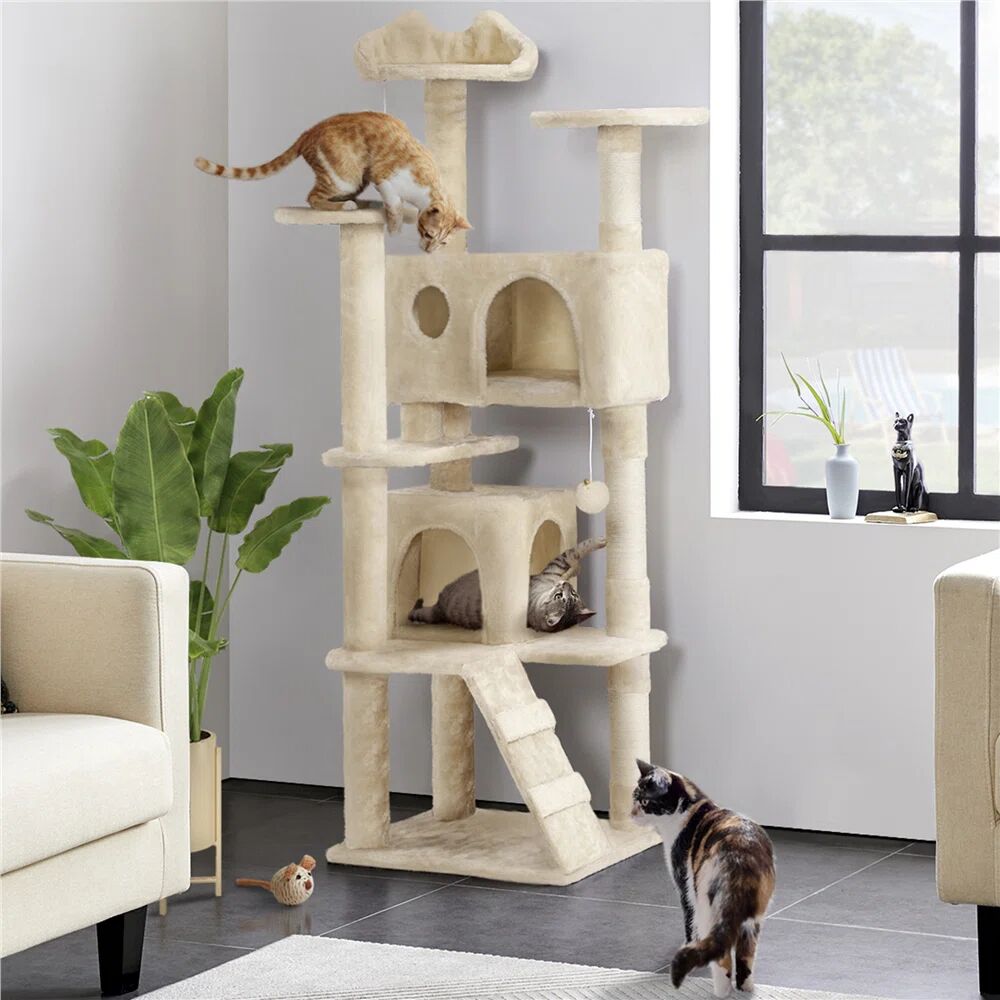 Photos - Bed & Furniture Archie & Oscar 61.5"H Cat Tree Tower white 156.0 H x 49.0 W x 49.0 D cm