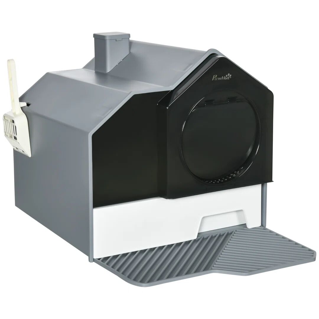 PawHut Cat Litter Box Enclosure black/gray 42.0 H x 47.0 W x 45.0 D cm
