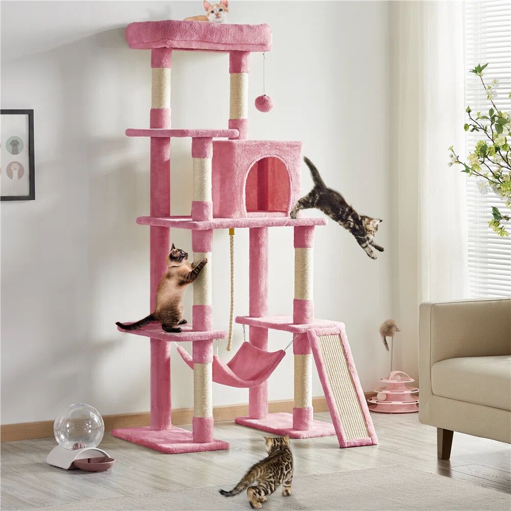 Photos - Bed & Furniture Archie & Oscar 159cm Dahlgren Cat Tree red/pink 159.0 H x 77.0 W x 48.5 D