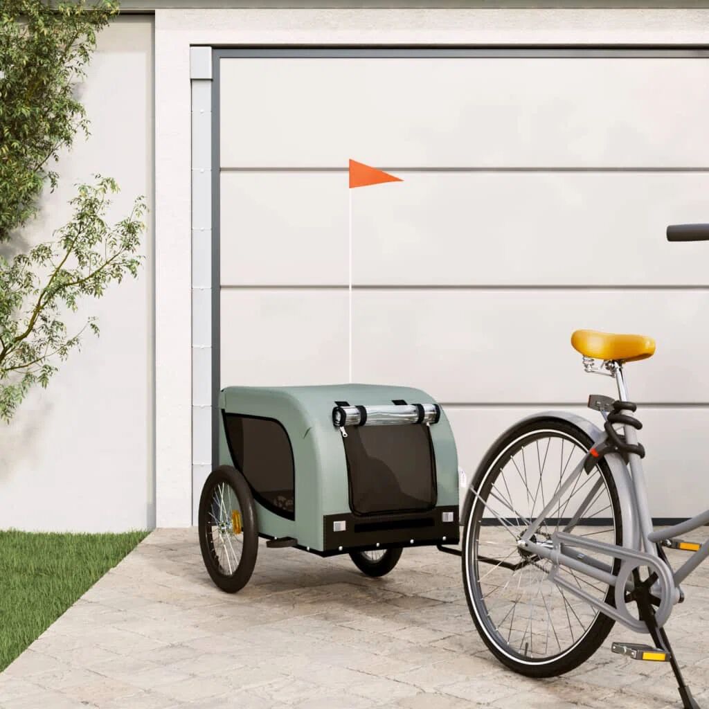 Photos - Kids Bike Seat VidaXL Pet Bike Trailer Oxford Fabric and Iron green/brown 73.5 H x 69.0 W 