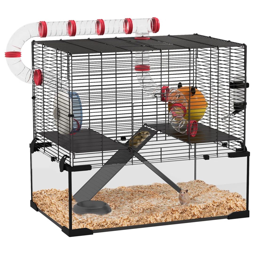 PawHut Hamster Cage with Ramp gray 57.0 H x 60.0 W x 40.0 D cm