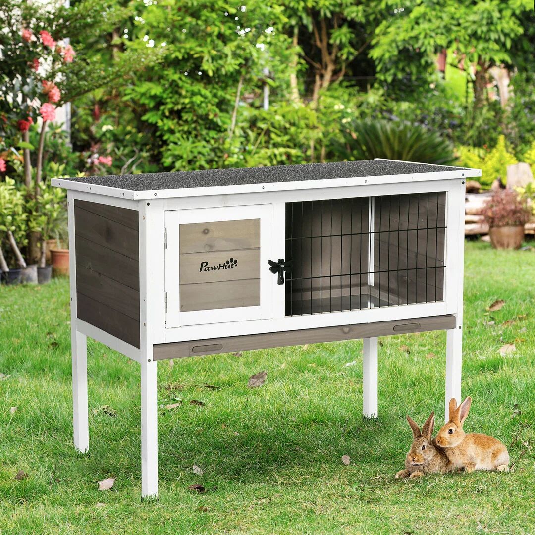 PawHut Weather Resistant Rabbit Hutch brown 70.0 H x 86.0 W x 45.0 D cm