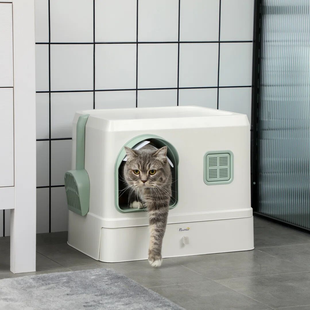 PawHut Plastic Standard Litter Box gray 40.0 H x 50.0 W x 40.0 D cm