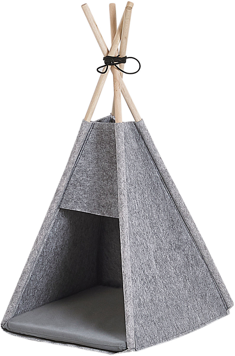 Beliani Pet Teepee Grey Felt 35 x 40 cm Cat Dog Tent with Pad