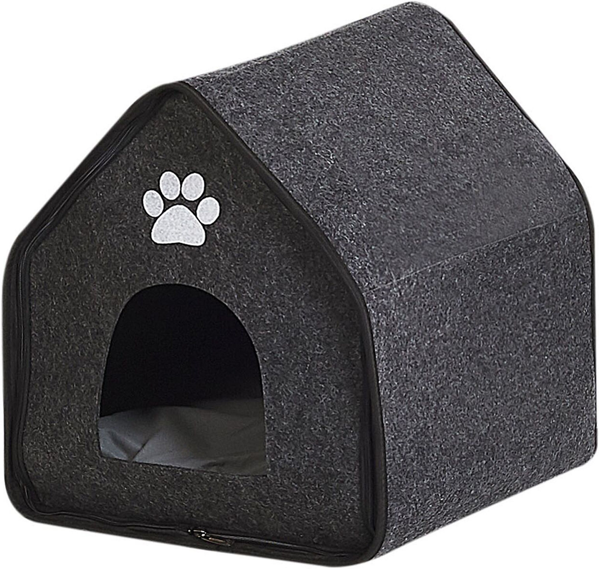 Beliani Dog House Grey Felt 40 x 40 cm Pet House with Pad