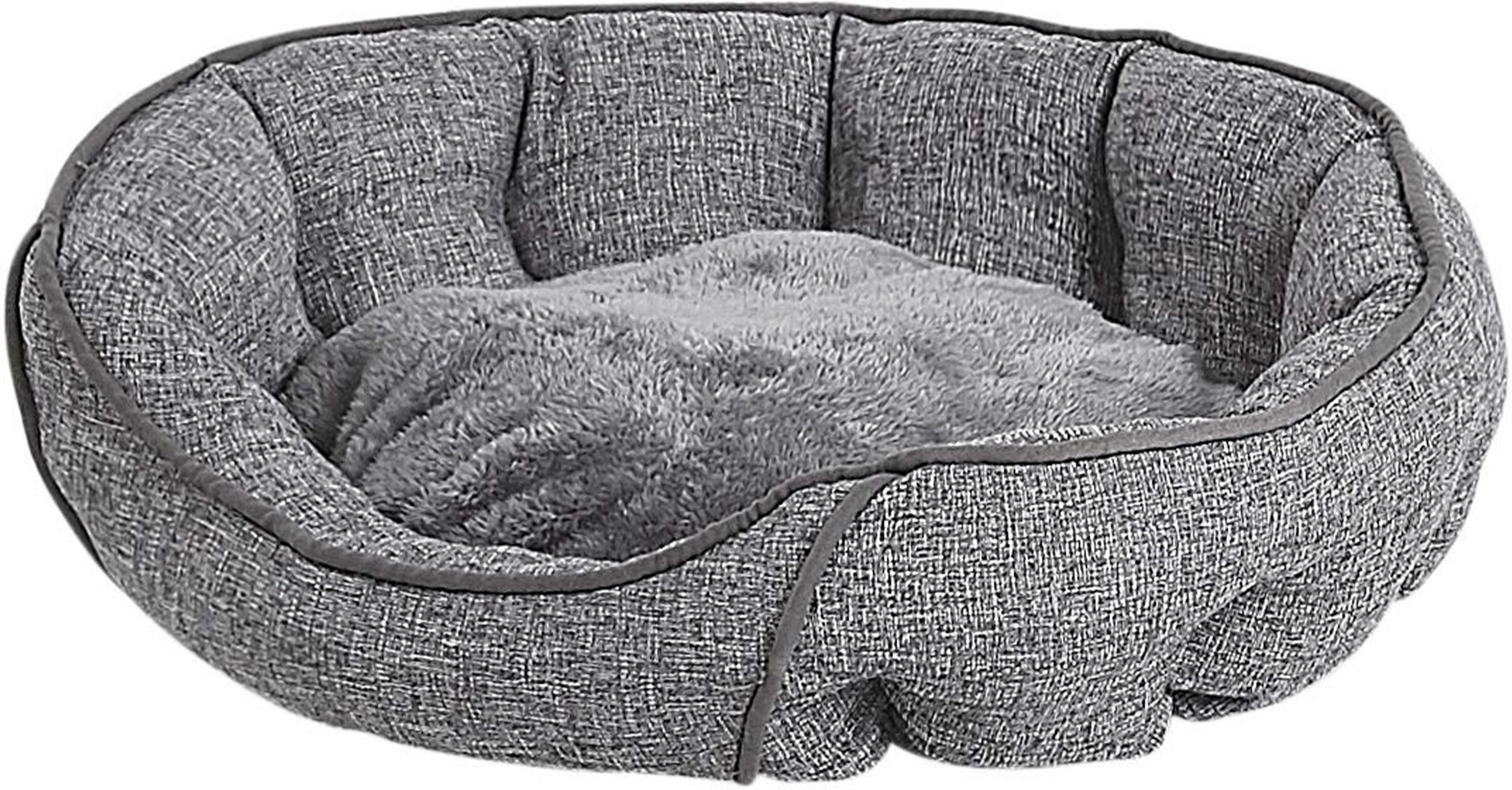 Beliani Pet Bed Grey Linen Round Dog Bed or Cat Bed Living Room Bedroom Boho Style Scandinavian Style