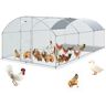 VEVOR Large Metal Chicken Coop with Run, 19.7x9.8x6.6ft, Walkin Poultry Cage for Yard with Waterproof Cover, Dome Roof Large Poultry Cage for Hen House, Duck and Rabbit, Silver