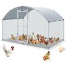 VEVOR Large Metal Chicken Coop with Run, Walkin Chicken Coop for Yard with Waterproof Cover, 6.6 x 9.8 x 6.6 ft, Dome Roof Large Poultry Cage for Hen House, Duck Coop and Rabbit Run, Silver