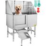 VEVOR 50 Inch Dog Grooming Tub, Professional Stainless Steel Pet Dog Bath Tub, with Steps Faucet & Accessories Dog Washing Station Left Door