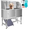 VEVOR Dog Grooming Tub, 50" L Pet Wash Station, Professional Stainless Steel Pet Grooming Tub Rated 330LBS Load Capacity, Non-Skid Dog Washing Station Comes with Ramp, Faucet, Sprayer and Drain Kit