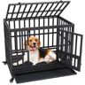 VEVOR 38 Inch Heavy Duty Dog Crate, Indestructible Dog Crate, 3-Door Heavy Duty Dog Kennel for Medium to Large Dogs with Lockable Wheels and Removable Tray, High Anxiety Dog Crate for Indoor & Outdoor