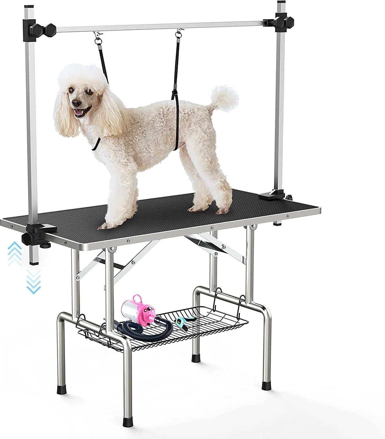 DailySale Adjustable Pet Large Foldable Dog Grooming Table with Arms