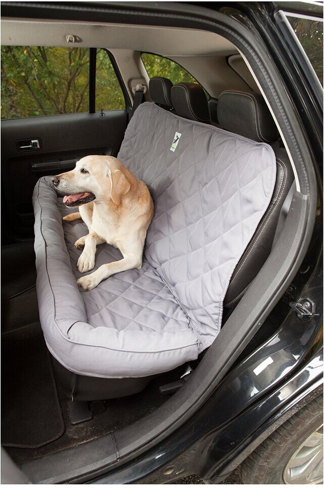 3 Dog Pet Supply Quilted Back Seat Protector W/ Bolster Grey Large