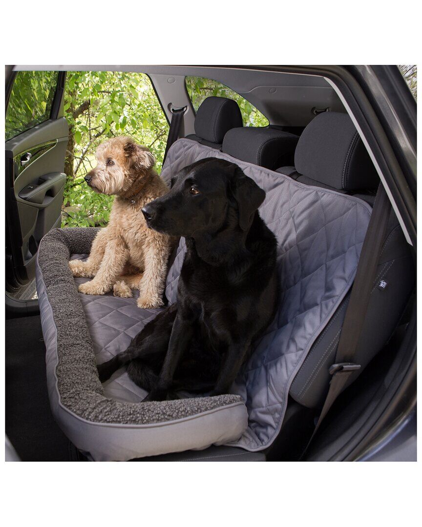 3 Dog Pet Supply Quilted Back Seat Protector with Fleece Bolster Grey Large