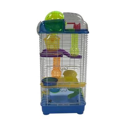 YML 3 Level Clear Plastic Dwarf Hamster, Mice Cage with Ball on Top, Blue, Brt Blue