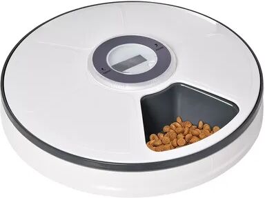 PawHut Battery Powered Automatic Feeder for Pets with Digital LED Display Timer 6 Meal Trays for Wet or Dry Cat Food Small Dog and Cat Meal Dispenser,