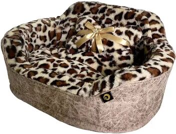 Precious Tails Leather & Leopard Princess Dog Bed, Multicolor, Small