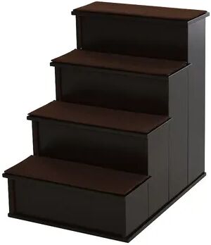 PawHut Pet Stairs Dog Steps for High Beds Sofa with Non Slip Carpeted Pads Dark Coffee, Brown