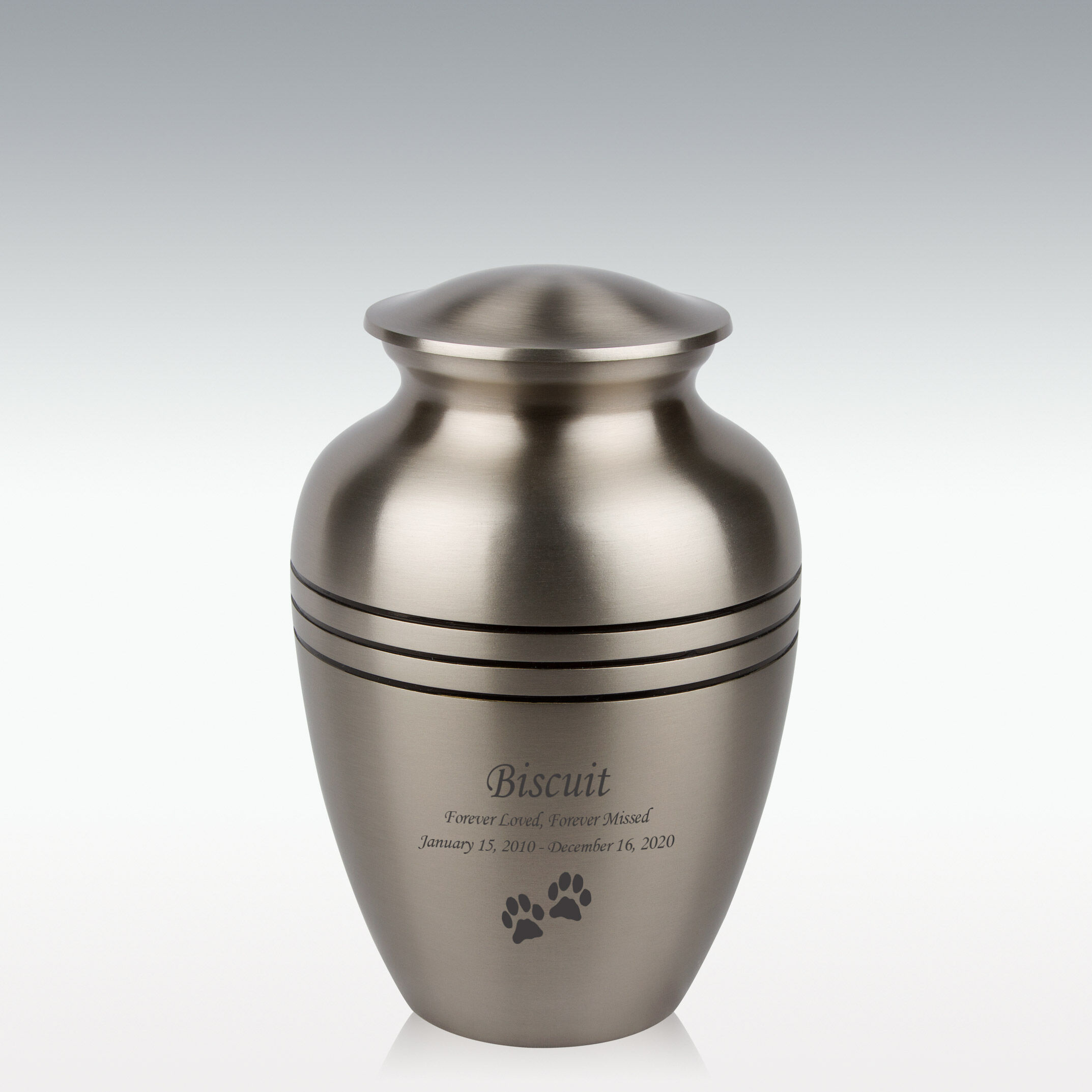 Perfect Memorials Classic Pewter Grecian Medium Pet Cremation Urn - Engravable