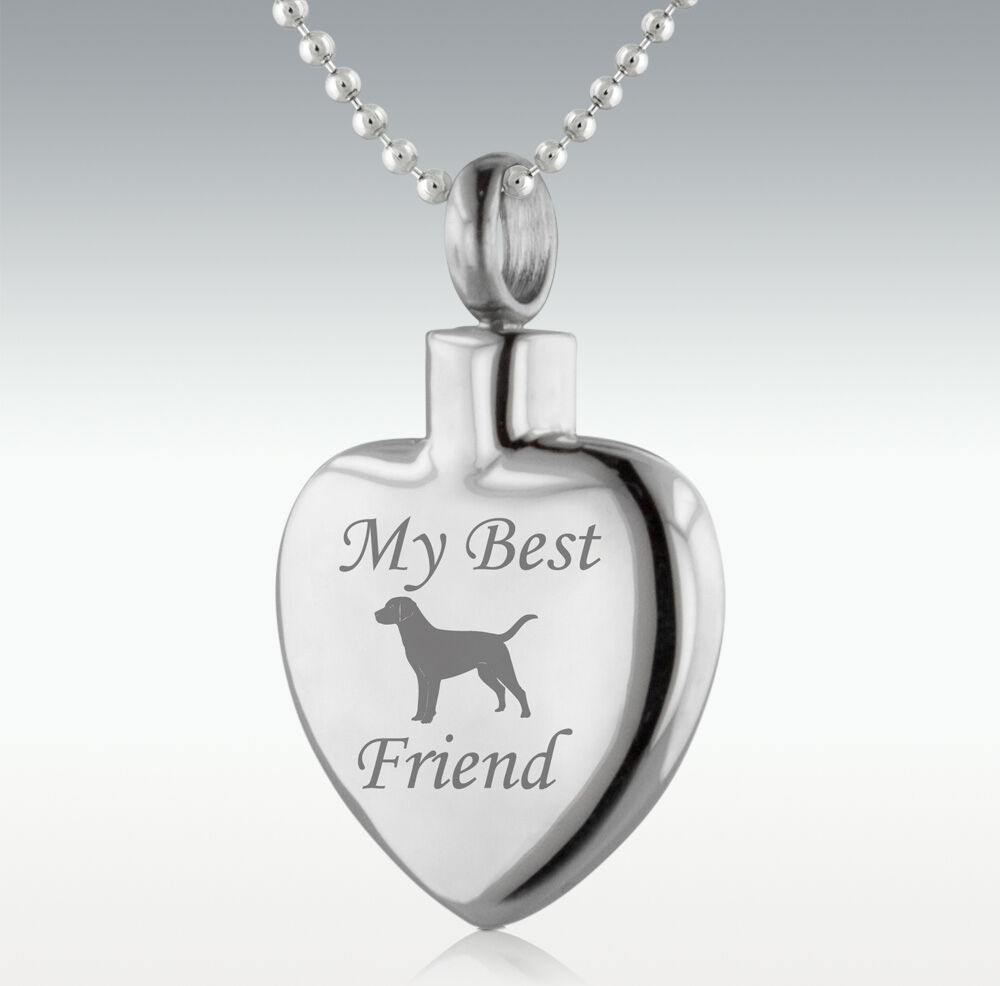 Perfect Memorials Dog My Best Friend Heart Stainless Steel Cremation Jewelry