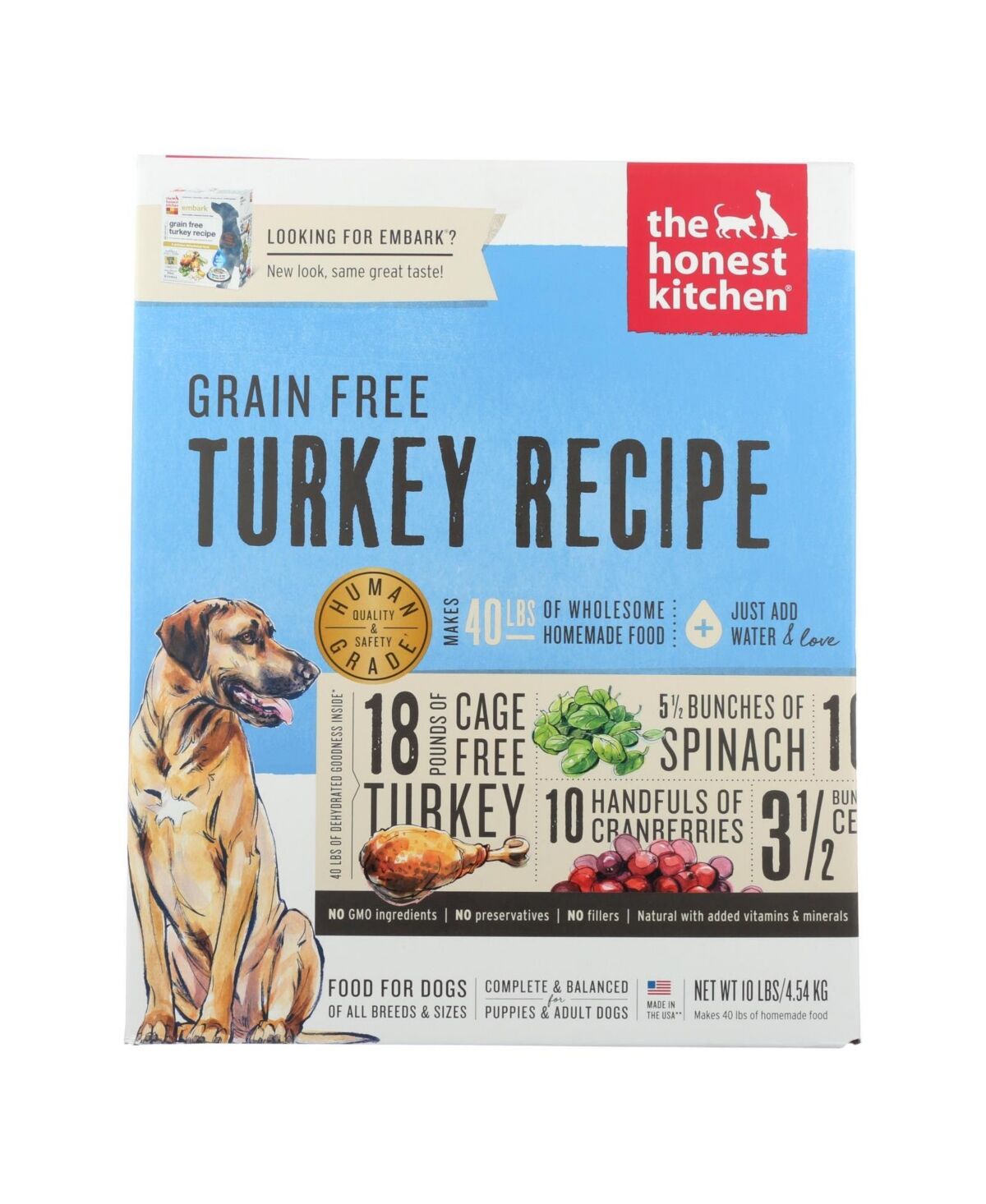 The Honest Kitchen Embark - Grain Free Turkey Dog Food - 10 lb.