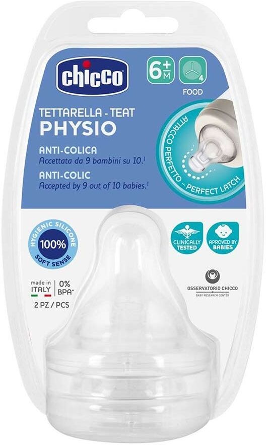 Chicco Perfect 5 Tettarella Anti-Colica In Silicone 6 Mesi Pappa, 2 Tettarelle