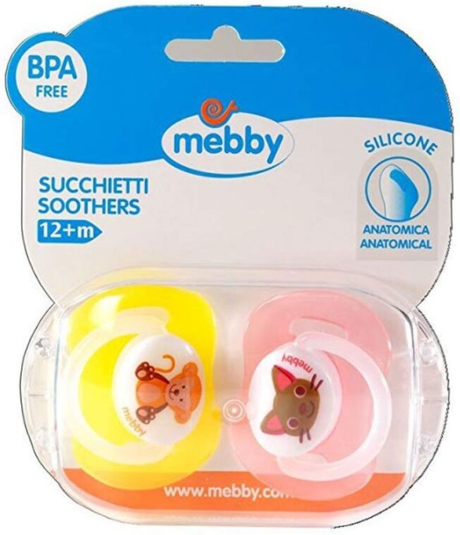 Mebby Succhietto Silicone 12+M Disegno Animali 2 Pezzi