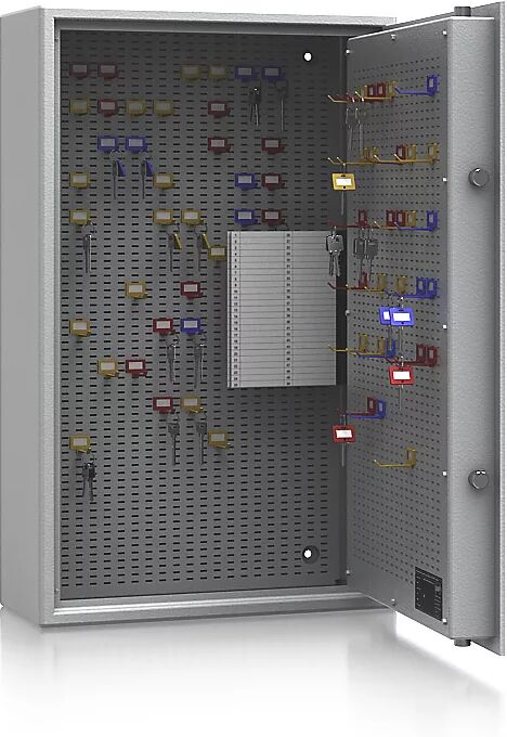 Schlüsseltresor Sicherheitsstufe A und Euro-Norm S1, lichtgrau HxBxT 800 x 500 x 200 mm, für max. 200 Haken