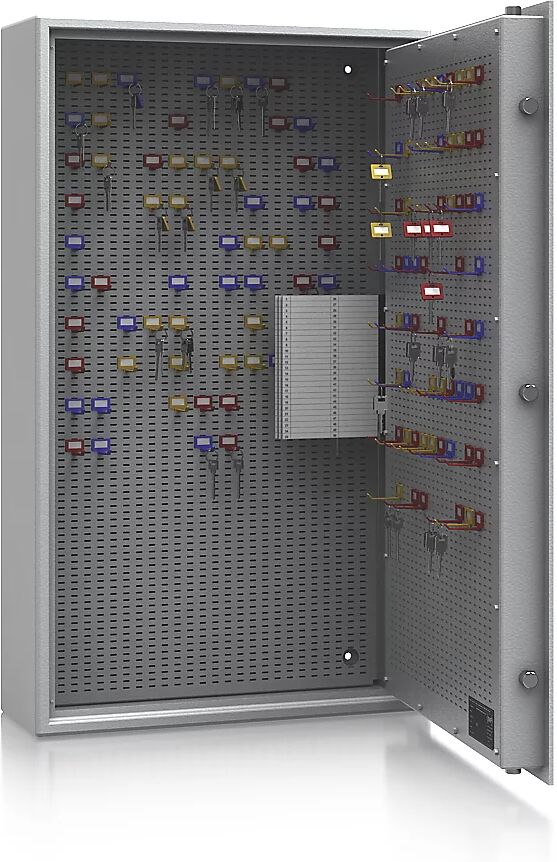 Schlüsseltresor Sicherheitsstufe A und Euro-Norm S1, lichtgrau HxBxT 1000 x 600 x 200 mm, für max. 300 Haken