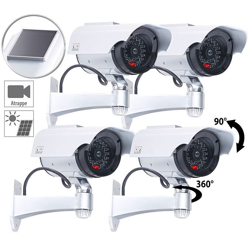 VisorTech 4er-Set Überwachungskamera-Attrappen mit Signal-LED
