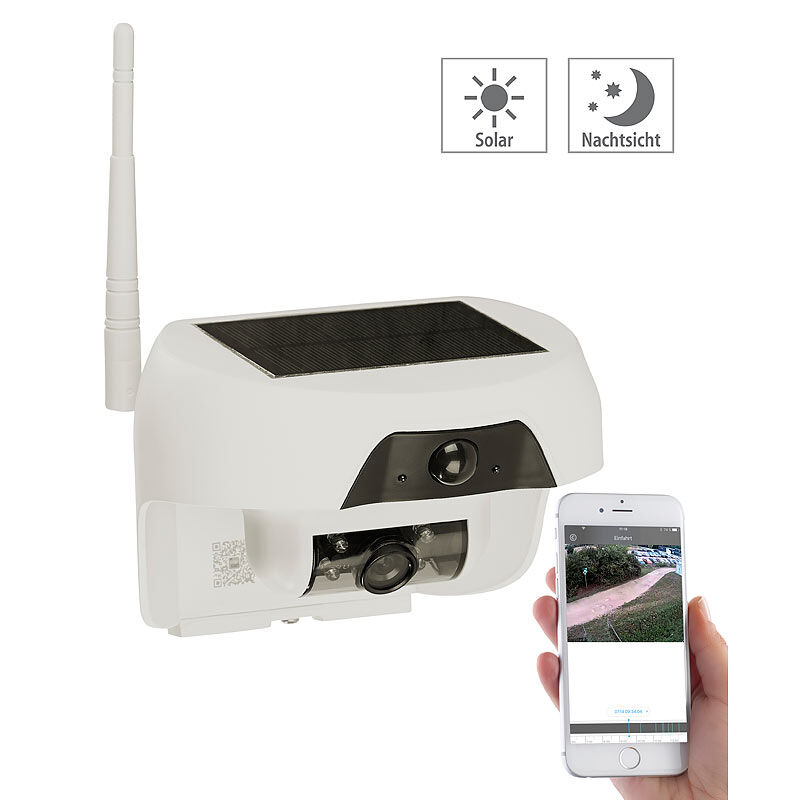 VisorTech HD-IP-Kamera mit Akku & Solar-Panel, Bewegungssensor, Nachtsicht, IP55