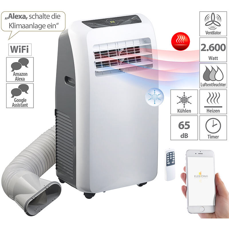 Sichler Haushaltsgeräte Klimaanlage, Heiz-Funktion, 12.000 BTU/h, 3.500 W, WLAN, App-Steuerung