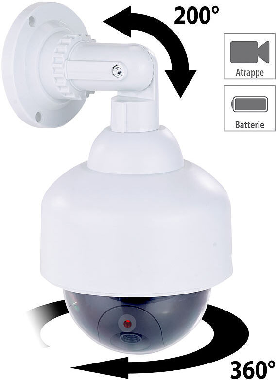 VisorTech Dome-Überwachungskamera-Attrappe, durchsichtige Kuppel, Wandhalterung