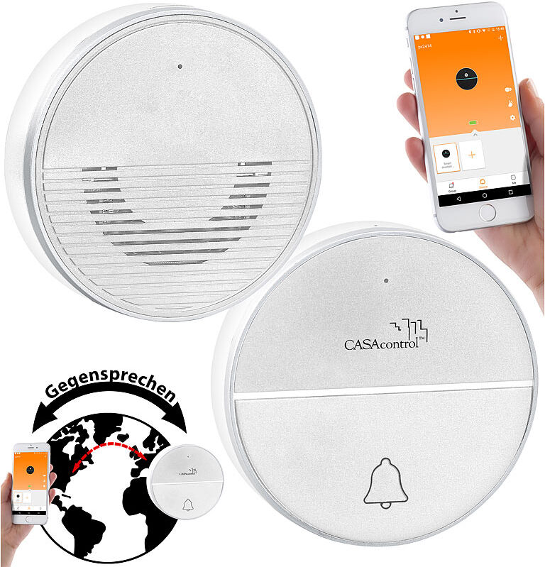 CASAcontrol Funk-Türklingel mit WLAN und Gegensprech-Funktion per App, 50 m