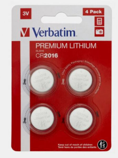 Verbatim CR2016 Lithium Batterie / 3V - 4er