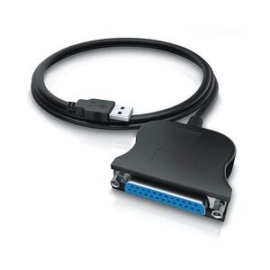 CSL USB auf Parallel Adapter LPT 25pol., Druckerkabel Adapterkabel, Plug and Play, schwarz