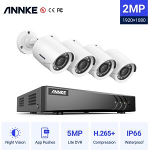 ANNKE Sistema de cámara CCTV H.265 5MP 5 en 1 de 4 canales + 4 HD 1080x Starlight Cámaras a prueba de intemperie de ruido HD, alerta instantánea por