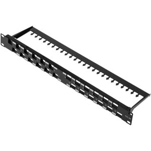 Patchfeld mit Kamm 24-Port-RJ45-Cat.6a für 19-Zoll-Rack schwarze Farbe - Cablemarkt