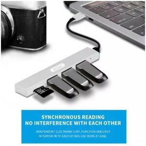 Trade Shop Traesio - 3 port usb hub USB3.0 + 1 micro sd slot portable wärmeableitung Q-T89