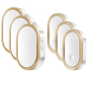 Qiedie - Intelligente LED-Türklingel für zu Hause, 3 Klingeln und 3 Tasten, goldfarben