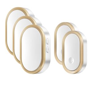 Qiedie - Intelligente LED-Türklingel für Zuhause mit 3 Türklingeln und 2 Tasten – Gold